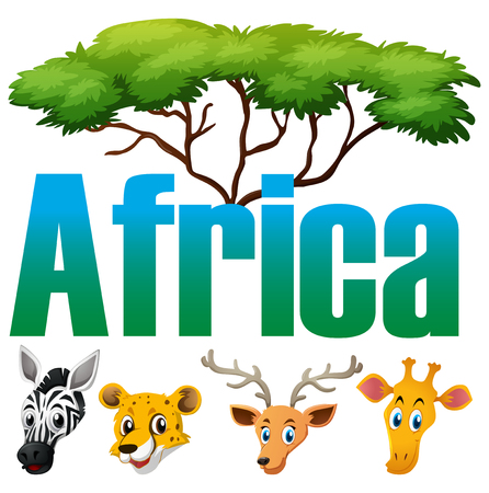Wild animals in Africa illustrationのイラスト素材