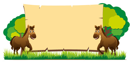 Board template with two horses illustrationのイラスト素材