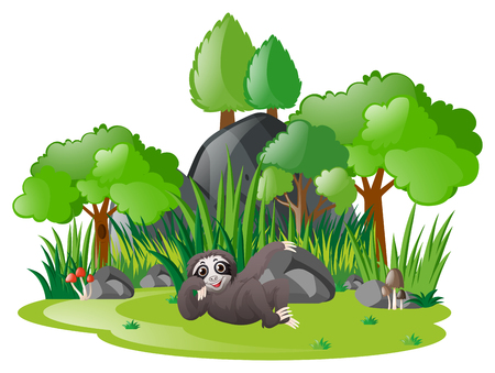 Sloth relaxing in the park illustrationのイラスト素材