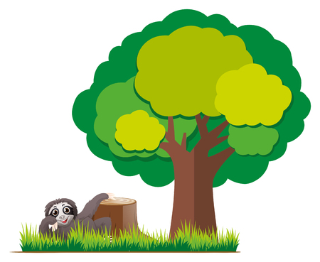 Sloth in the garden illustrationのイラスト素材