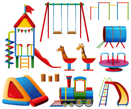 Different play stations in playground illustrationのイラスト素材