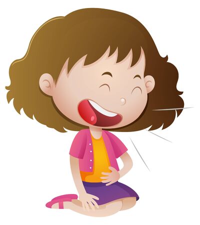 Little girl laughing alone illustrationのイラスト素材