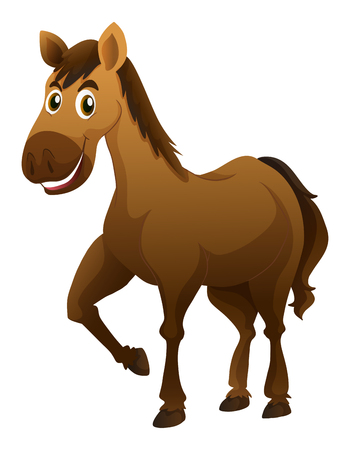 Horse with brown fur illustrationのイラスト素材