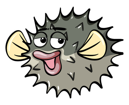 Puffer fish with silly face illustrationのイラスト素材
