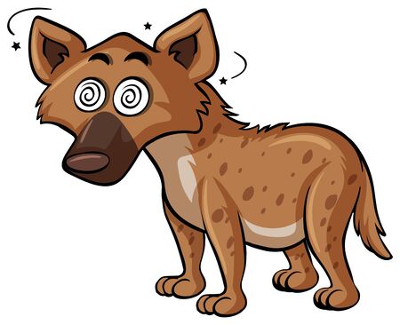 Wild dog with dizzy face illustrationのイラスト素材