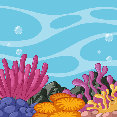 Scene with coral reef underwater illustrationのイラスト素材