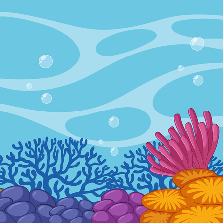 Ocean scene with colorful coral reef illustrationのイラスト素材