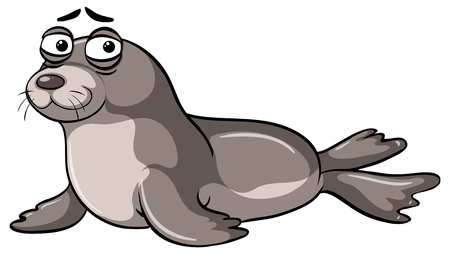 Seal with sad face illustrationのイラスト素材