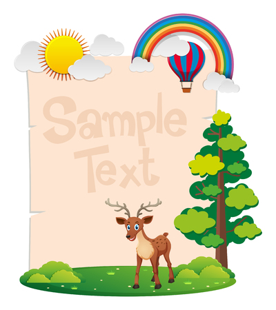 Paper template with deer in the park illustrationのイラスト素材