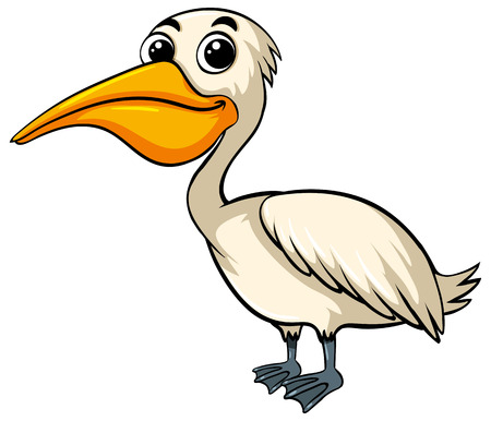 Pelican bird with happy face illustrationのイラスト素材