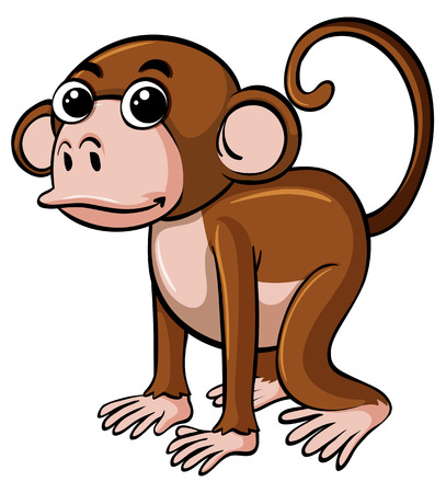 Cute monkey with happy face illustrationのイラスト素材
