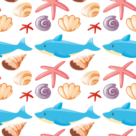 Seamless background design with sea animals illustrationのイラスト素材