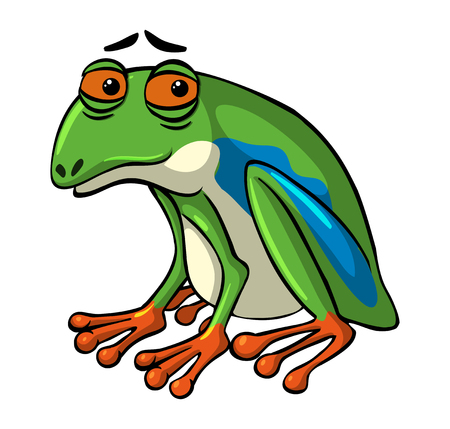 Green frog with sad face illustrationのイラスト素材