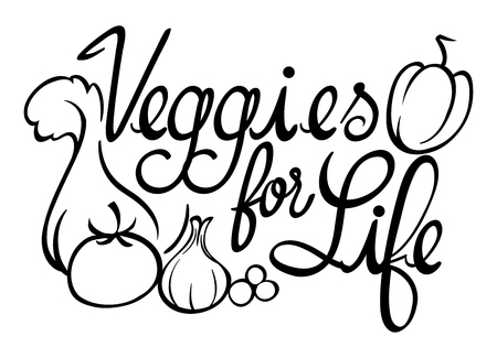 Word expression for veggies for life illustrationのイラスト素材