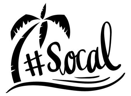 Word expression for socal with coconut tree illustrationのイラスト素材