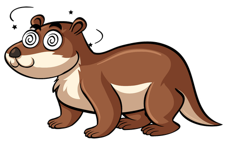 Beaver with dizzy face illustrationのイラスト素材