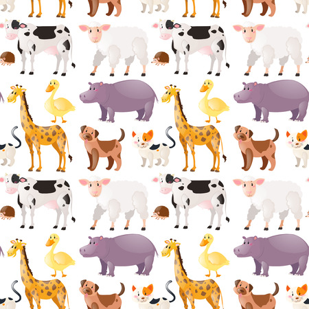 Seamless background with cute animals illustrationのイラスト素材