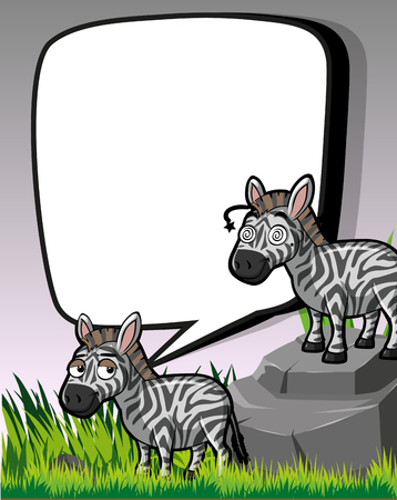Background template with zebras in field illustrationのイラスト素材