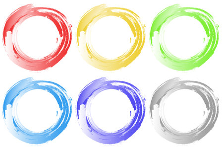 Watercolor painted in round shapes illustrationのイラスト素材