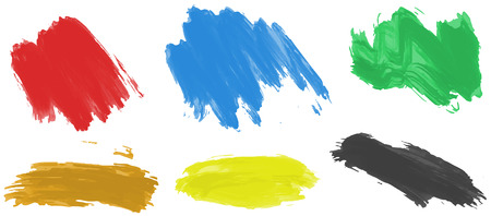 Brushstrokes for acrylic paint in six colors illustrationのイラスト素材