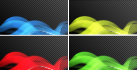 Background template with wavy smokes in four colors illustrationのイラスト素材
