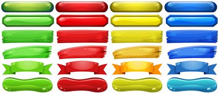 Different design of buttons in four colors illustrationのイラスト素材