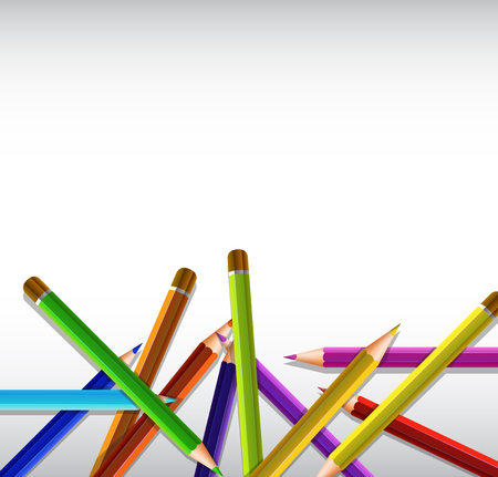 Background template with pile of color pencils illustrationのイラスト素材