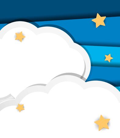 Background design with clouds and stars illustrationのイラスト素材