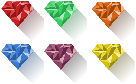 Diamond in six colors illustrationのイラスト素材