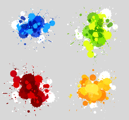 Four designs of acrylic splashes in four colors illustrationのイラスト素材