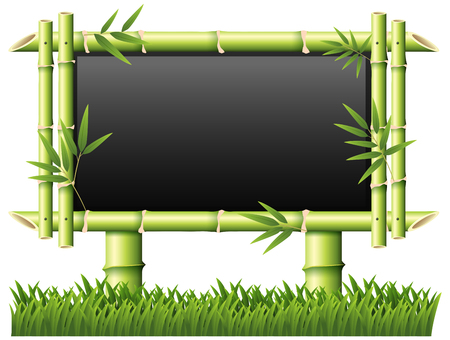 Blackboard with bamboo as frame illustrationのイラスト素材