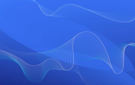 Background design with wavy lines on blue background illustrationのイラスト素材