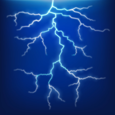 Thunder and lightning on blue sky illustrationのイラスト素材