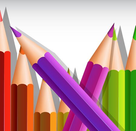 Background template with big color pencils illustrationのイラスト素材