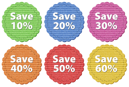 Label templates with different amount of discounts illustrationのイラスト素材