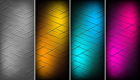 Four different background with colorful lights illustration.のイラスト素材