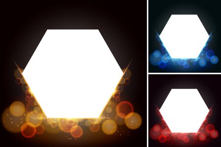 Hexagon frames with bright light in background illustrationのイラスト素材