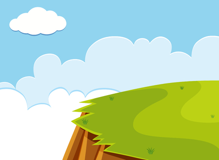 Scene with cliff and blue sky illustrationのイラスト素材