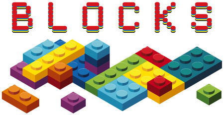 Toy blocks in many colors illustrationのイラスト素材