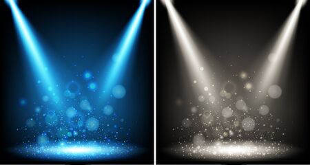 Two backgrounds with blue and gray lights illustration.のイラスト素材