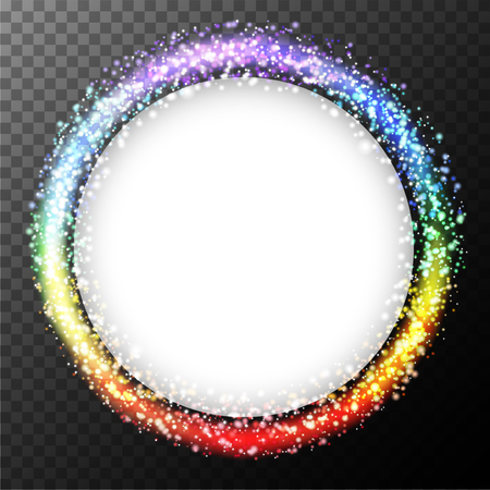 Rainbow lights around circle frame illustrationのイラスト素材