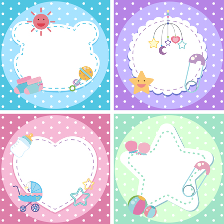 Four background designs with baby theme illustrationのイラスト素材