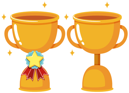 Two trophies with and without ribbon illustrationのイラスト素材