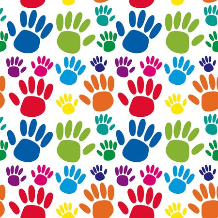 A Seamless background with hand prints illustration.のイラスト素材