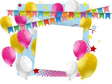 Frame design with balloons and flags illustration.のイラスト素材