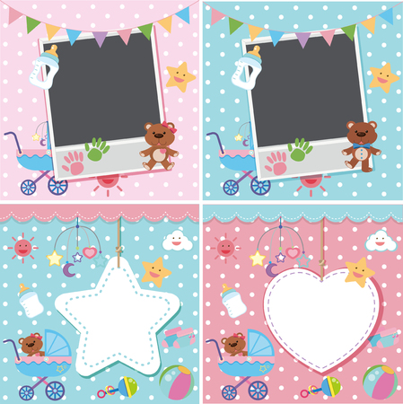Four backgrounds with baby theme illustrationのイラスト素材