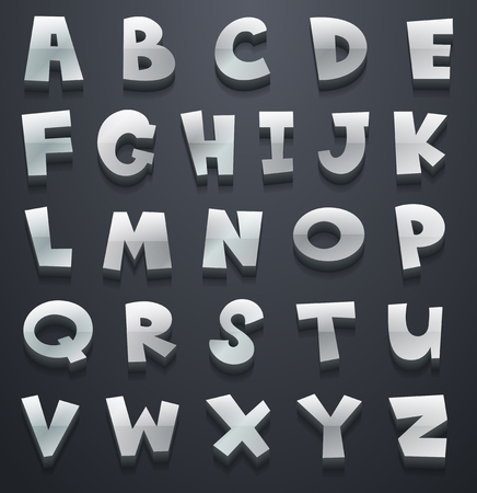 Font design for english alphabets in gray color illustrationのイラスト素材