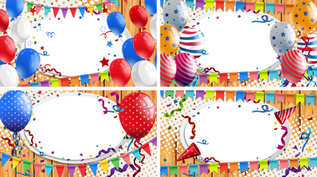 Four backgrounds with party theme illustrationのイラスト素材