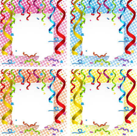 Border template with colorful ribbons illustrationのイラスト素材