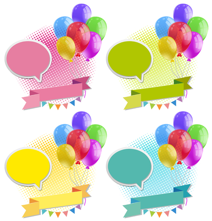 Banner design with colorful balloons illustrationのイラスト素材